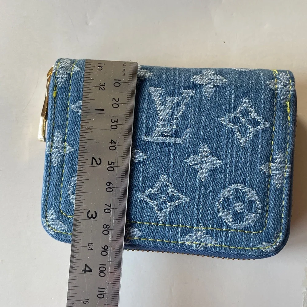 Blue Monogram Denim Remix Wallet Gold Hardware, card slots. Ref#lv20ppf